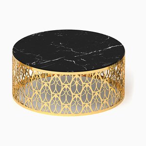 Marquina Black Marble & 24K Gold Arabesque Cabaret Coffee Table from VGnewtrend