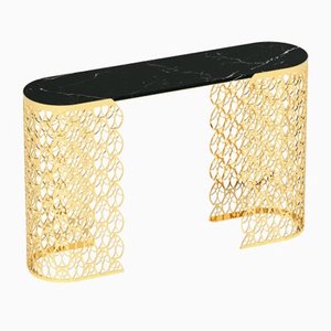Consolle Fitzgerald in marmo nero Marquinia e oro a 24K di VGnewtrend