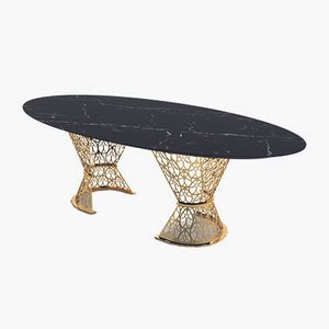 Gatsby Table with Black Marquinia Marble Top and Arabesque Structure from VGnewtrend
