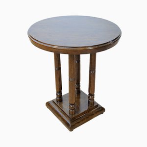 Round Art Deco French Beech Side Table, 1920s
