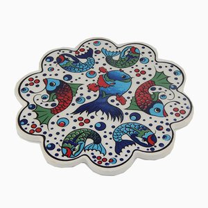 Turkish Handmade Ceramic Coaster, 1970s