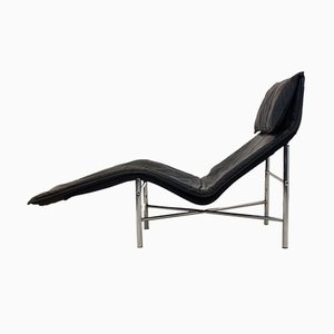 Chaise longue Skye de cuero negro de Tord Björklund para Ikea, años 70