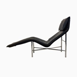 Chaise longue Skye in pelle nera di Tord Björklund per Ikea, anni '70