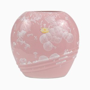 Chinese Pink Crystalline Glazed Ceramic Vase from Shen Shou, 1980s
