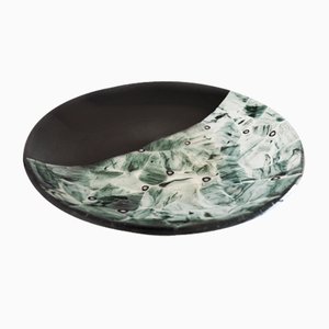 Baccan T30 Black Murano Glass Plate by Stefano Birello for VeVe Glass