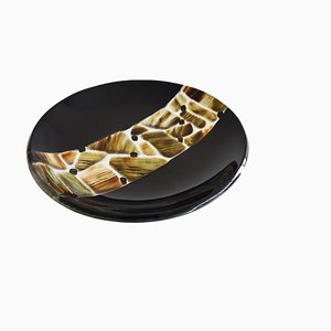 Piatto Pope T30 in vetro di Murano nero di Stefano Birello per VeVe Glass