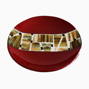 Roter Pope T30 Teller aus Muranoglas von Stefano Birello für VeVe Glass