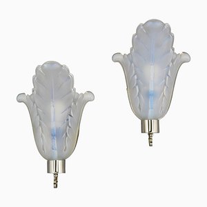 Art Deco Opalescent Glass Sconces, from Ezan, 1930s, Set of 2