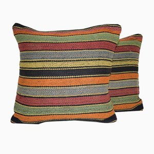 Federe quadrate Kilim di Vintage Pillow Store Contemporary, Turchia, set di 2