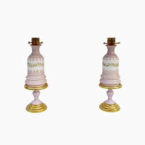 Antike Tischlampen aus violettem Porzellan, 1880er, 2er Set