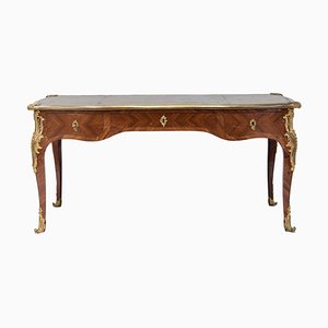 Large Louis XV Style Marquetry Tulip Wood Desk, 1800s
