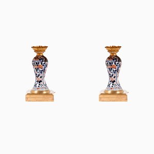 Antique Imari Porcelain Lamps, Set of 2