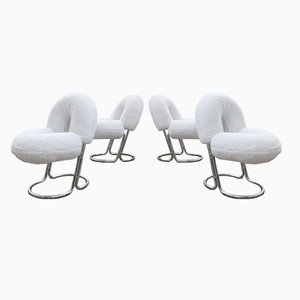 Chaise Donut en Acier et Tissu, Italie, 1970s, Set de 4