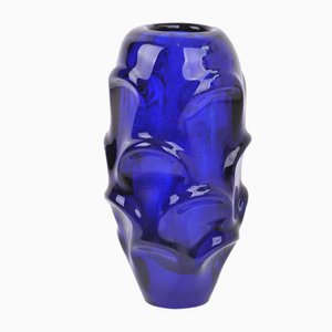 Vase en Verre Bleu par Jan Beranek pour Skrdlovice, 1960s