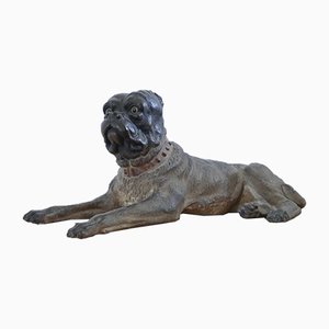 Figura de perro austriaca antigua de terracota, década de 1800