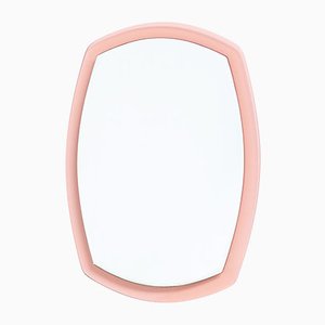 Italian Modern Pink Crystal Glass Beveled Mirror, 1960s
