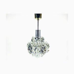 German Chrome-Plated & Crystal Ceiling Lamp from Kinkeldey, 1960s