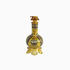 Black, Yellow and Gold Faience Table Lamp, 1900s