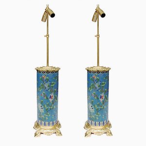 Cloisonné Tischlampen aus emaillierter & vergoldeter Bronze, 1900er, 2er Set