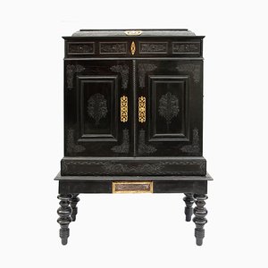 Antique Italian Scagliola & Ebony Cabinet