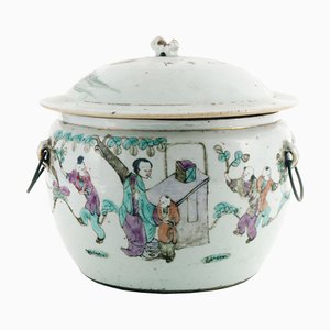 Antique Chinese Familie Verte Porcelain Bucket Vase