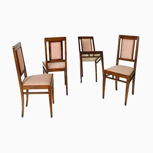Art Nouveau Walnut Chairs, 1920s, Set of 4