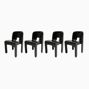 Modell 4860 Universale Stühle aus schwarzem Kunststoff von Joe Colombo für Kartell, 1970er, 4er Set