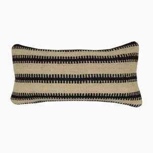 Turkish Wool Kilim Pillow Case with Striped Rustic Pattern