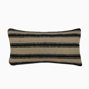 Striped Lumbar Kilim Pillow Cover with Rustic Anatolian Decor