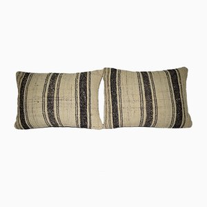 Turkish Handmade Wool Striped Pillow Covers, Set of 2