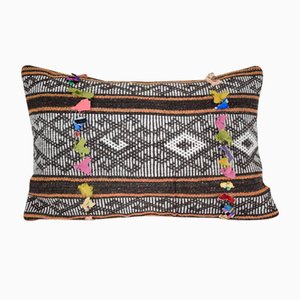 Long Turkish Kilim Rug Pillow Cover with Bohemian Decor