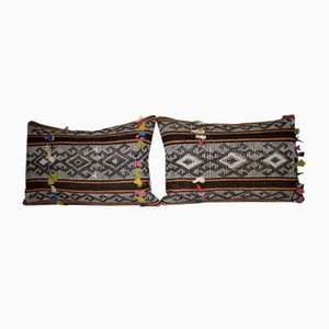Funda de cojín kilim de pelo de cabra con motivo mud cloth africano. Juego de 2