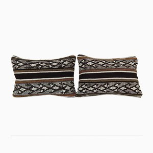 Turkish Kilim Lumbar Pillow Covers, Set of 2