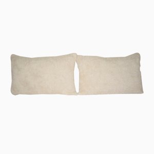 White Shaggy Angora Pillow Covers, Set of 2