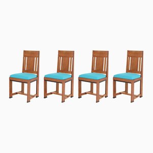 Art Deco Haagse School Oak Chairs by Jan Brunott, 1920s, Set of 4