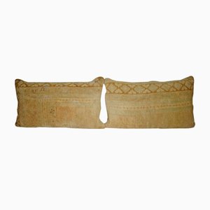 Handwoven Low Pile Oushak Rug Pillow Covers, Set of 2