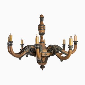 Antique Empire Carved Wood Chandelier