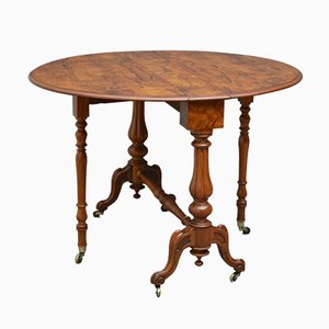 Mesa de comedor plegable Sutherland de madera nudosa victoriana antigua