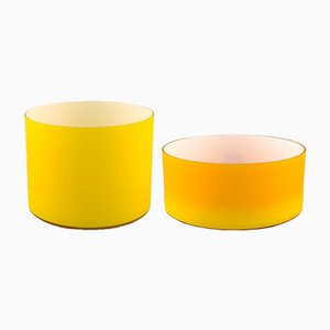 Large Yellow Opaline Glass Bowls from Kastrup / Holmegaards, 1960s, Set of 2