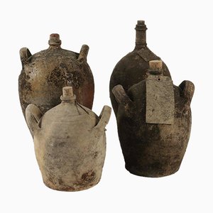 Antique Terracotta Bottles, Set of 4