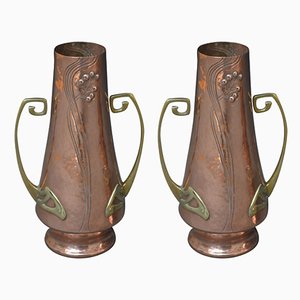 Art Nouveau Copper Vases, 1900s, Set of 2