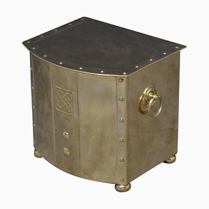 Art Deco Brass Log or Coal Bin, 1930s