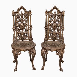 Antike Stühle aus Gusseisen, 2er Set