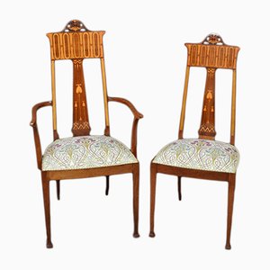 Antique Art Nouveau Chairs, Set of 2
