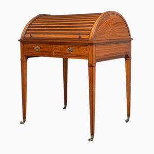 Bureau Sheraton Revival Antique en Bois de Satin