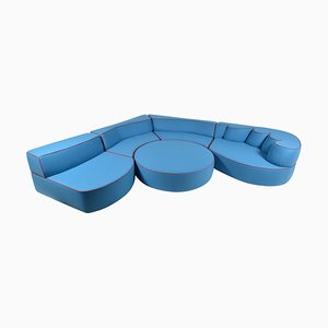 Belgian Flat-Woven Wool Comporta Modular Foam Sofa Set by JPDemeyer Home Collection, Set of 5