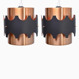 Lampes à Suspension Mid-Century Cuivrée, 1960s, Set de 2