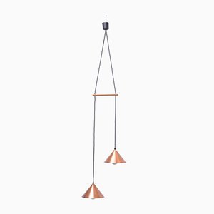 Lampe à Suspension Mid-Century avec Deux Abat-jours Cuivrés, Danemark, 1960s
