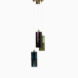 Glass & Brass Pendant Lamp by Hans-Agne Jakobsson for Markaryd, 1960s