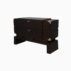 Mid-Century Italian Brass and Walnut Chests of Drawers, 1950s